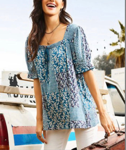 Blue floral tunic